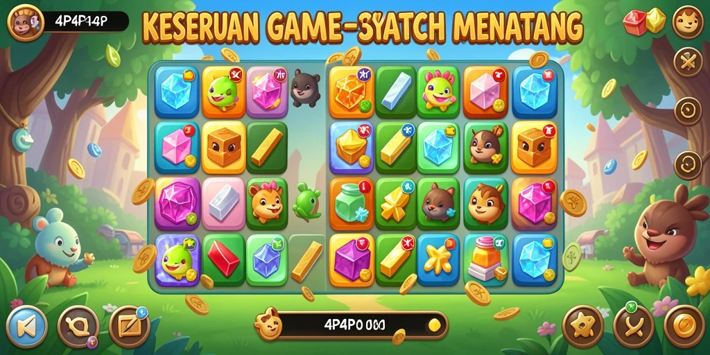 Tampilan gameplay seru dalam game Match-3 4P4P.