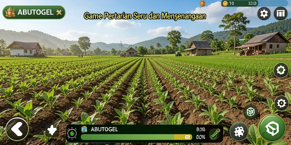 Tampilan gameplay <strong>ABUTOGEL</strong> yang menampilkan kegiatan pertanian yang seru.