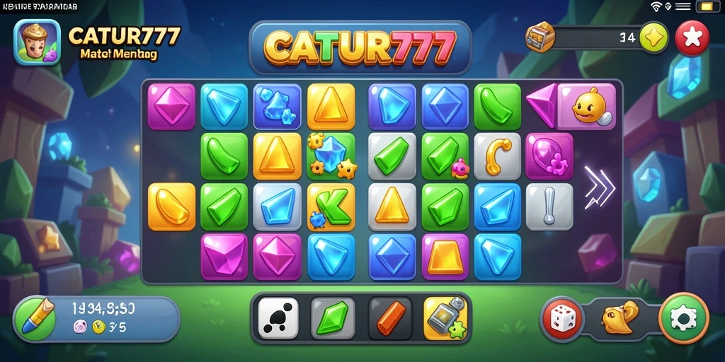 Tampilan gameplay seru dari CATUR777 dengan tantangan Match-3.
