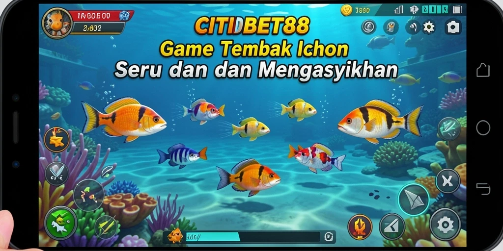 Gameplay CITIBET88 yang seru dengan ikan-ikan berwarna-warni.