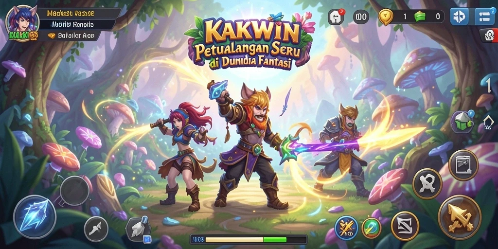 Screenshot KAKWIN menampilkan petualangan epik yang menantang.