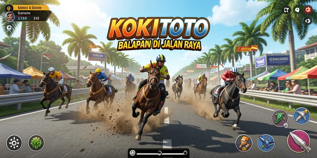 Tampilan gameplay balapan seru dalam KOKITOTO yang menantang.