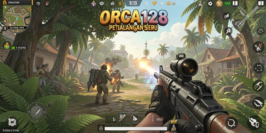 Screenshot gameplay ORCA128 yang menampilkan aksi TPS yang mendebarkan.