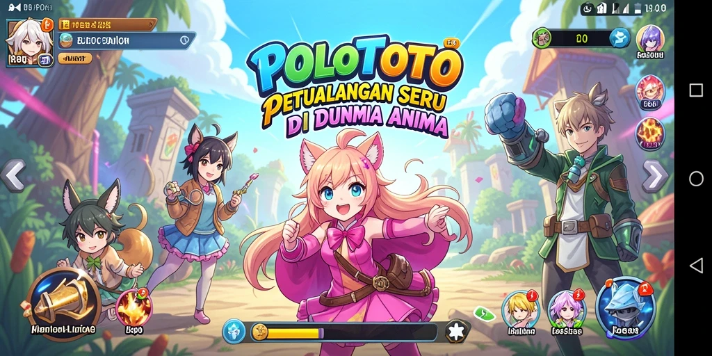 Tampilan gameplay seru menunjukkan aksi karakter anime dari POLOTOTO.