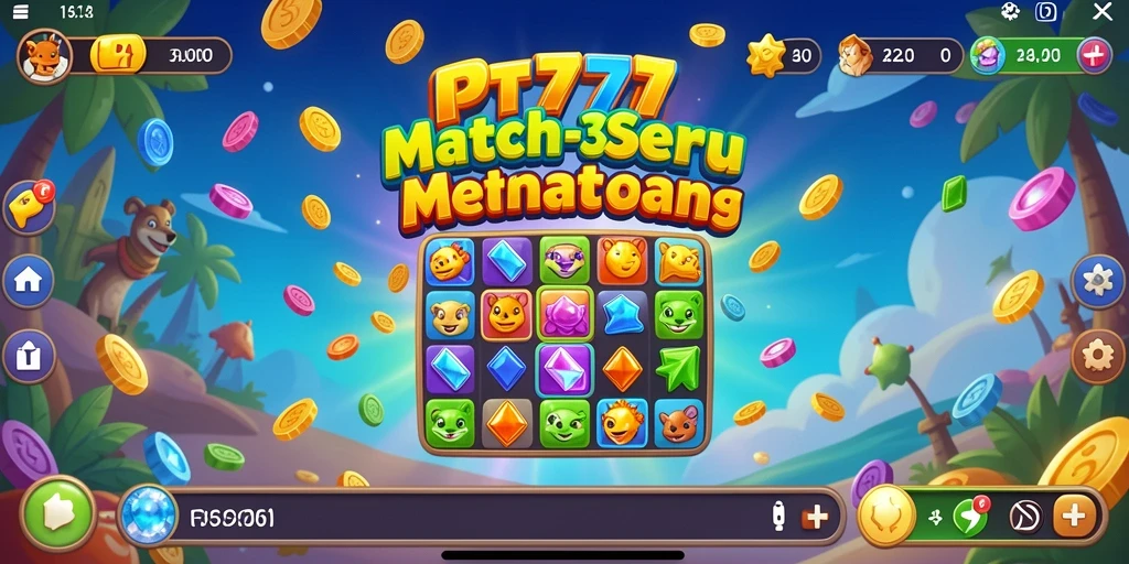 Tampilan gameplay seru saat mencocokkan permata di PT777.