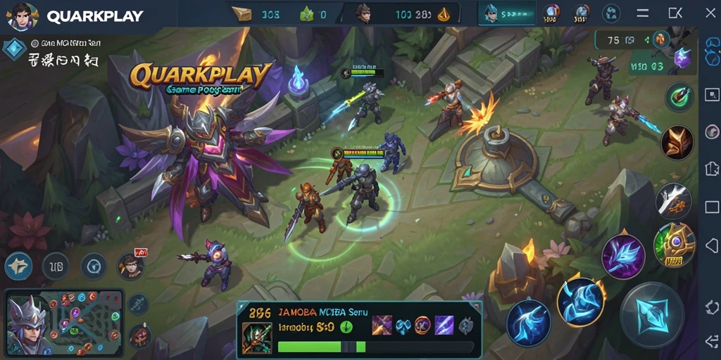 Tampak aksi seru dalam pertempuran MOBA QUARKPLAY.