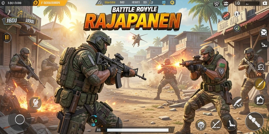 Tampilan seru pertempuran di RAJAPANEN dengan berbagai karakter.
