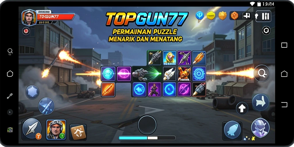 Tampilan gameplay menarik dari TOPGUN77 yang menantang.