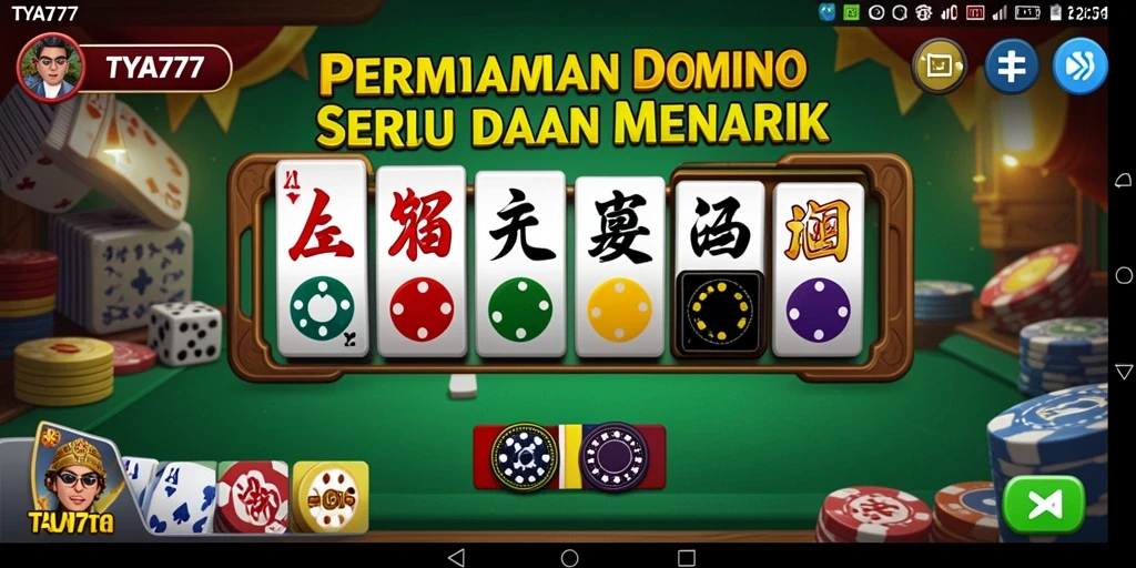 Screenshot gameplay TYA777 menampilkan aksi seru permainan Domino.